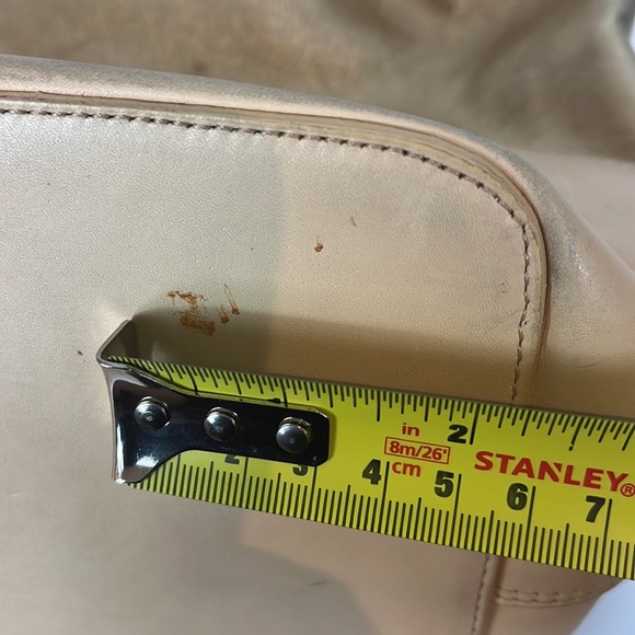 Casadei Cream & Gold Tone Purse with Striped Handle & Gold Tone Hardware - Picture 16 of 17